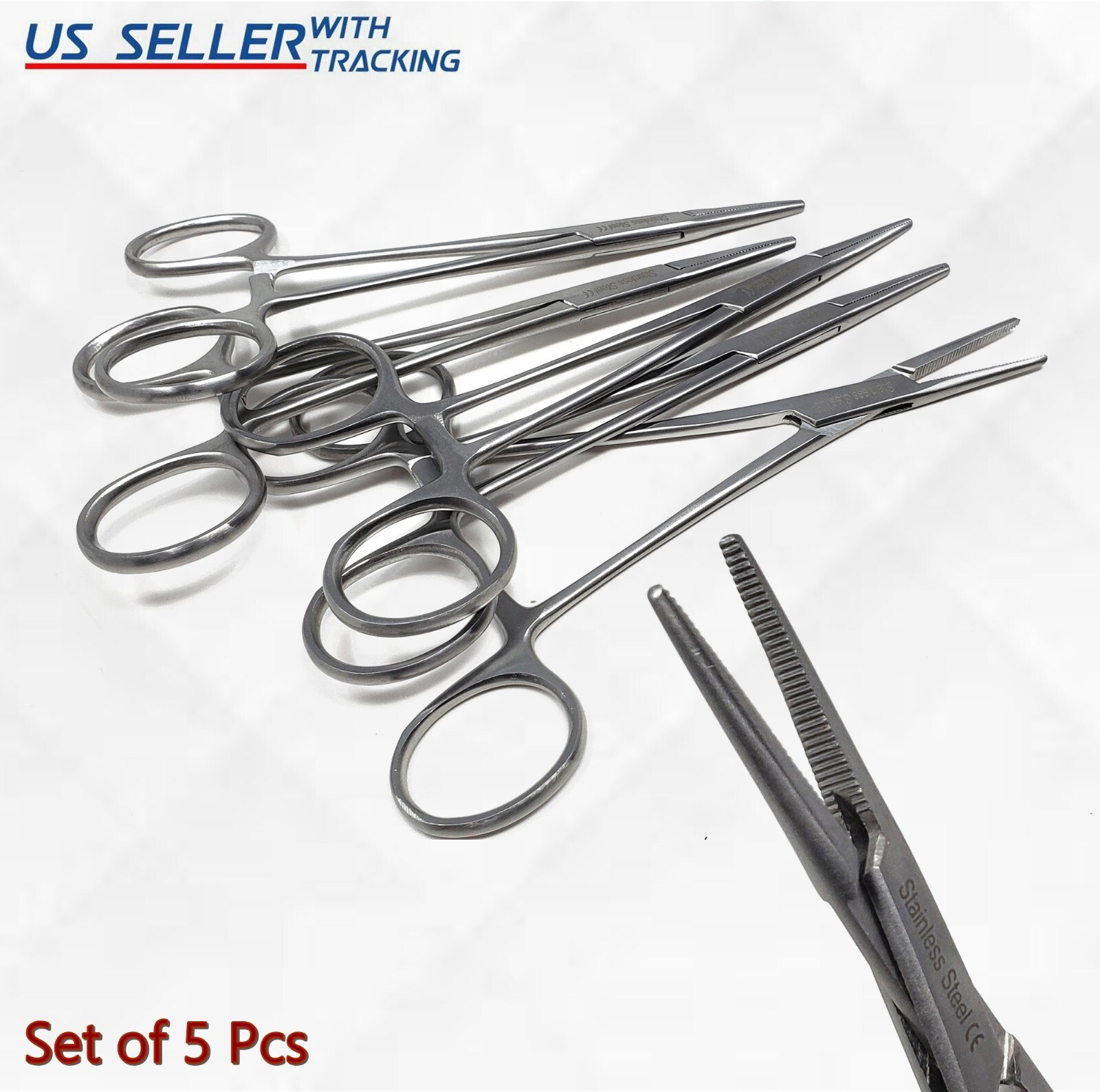 5 Pcs Mosquito Hemostat Locking Forceps 5″ Straight Surgical Dental Instrument