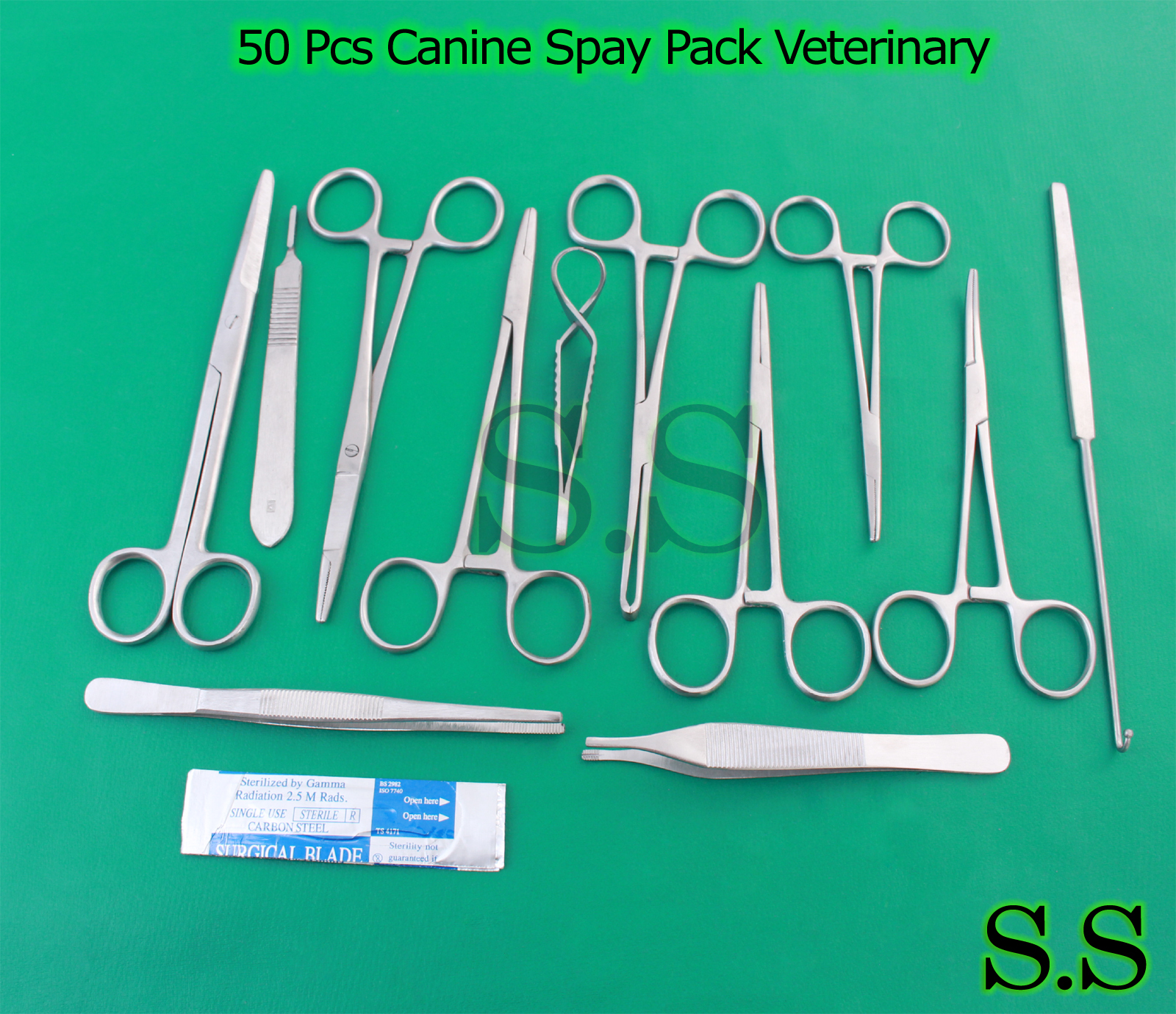 50 PCS CANINE SPAY PACK VETERINARY SURGICAL INSTRUMENTS-Premium Grade DS-1048