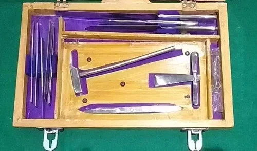 Post Mortem Instrument Set / Autopsy / Dissection Kit Anatomy 19Pcs Wooden Box