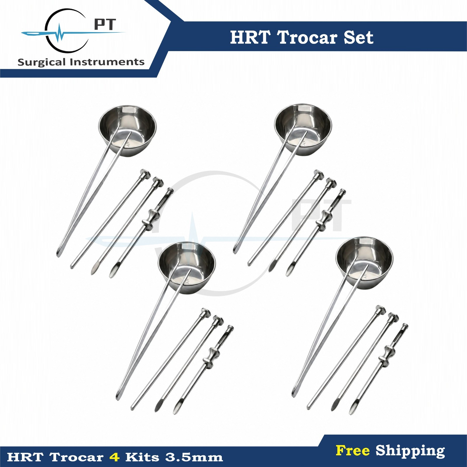HRT Trocar Set 3.5mm | 4 Complete Kits | Laparoscopic Surgical Instruments