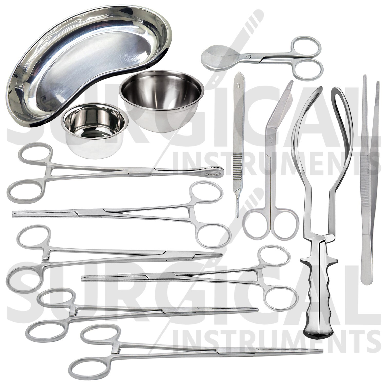 16 Pcs Basic Delivery Set Stainless Gynecology Surgical Instruments German Grade