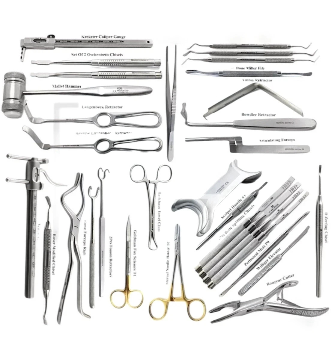 Set of 33 Maxillofacial Orthognathic Surgery Instruments Dental Corrective Jaw