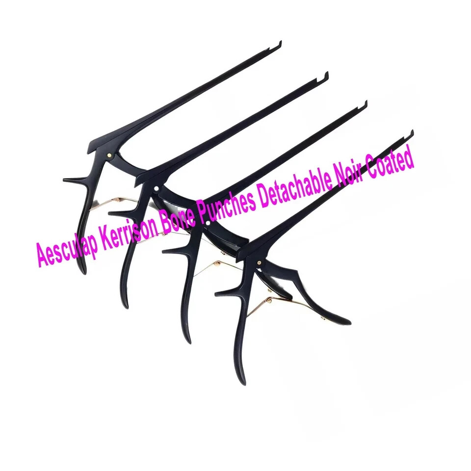 Set of 4 Pcs Aesculap Kerrison Bone Punches Detachable Noir Coated