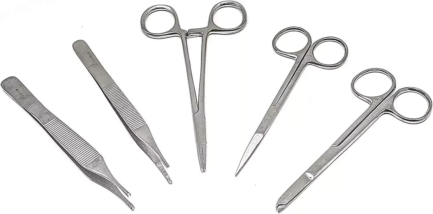 5 Pcs Suture Laceration Medical Student Surgical Instruments Set Kit