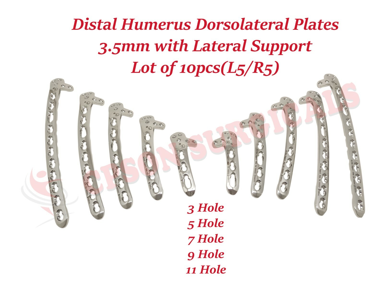 Veterinary Distal Humerus Dorsolateral Plates 3.5mm with Support -10pcs (L5/R5)
