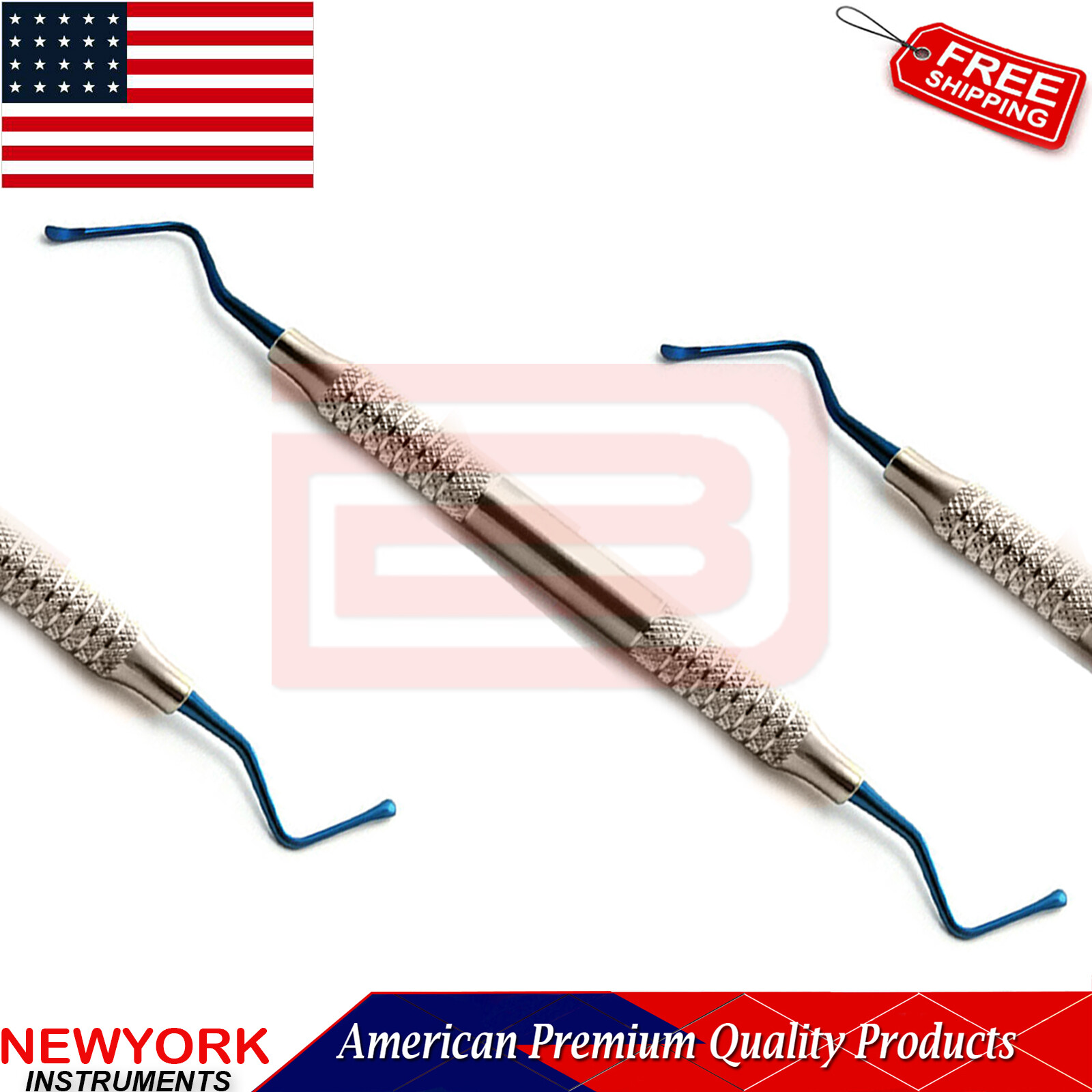 Lucas Bone Curette Periodontal Surgical Cyst Removal Titanium Blue Tip