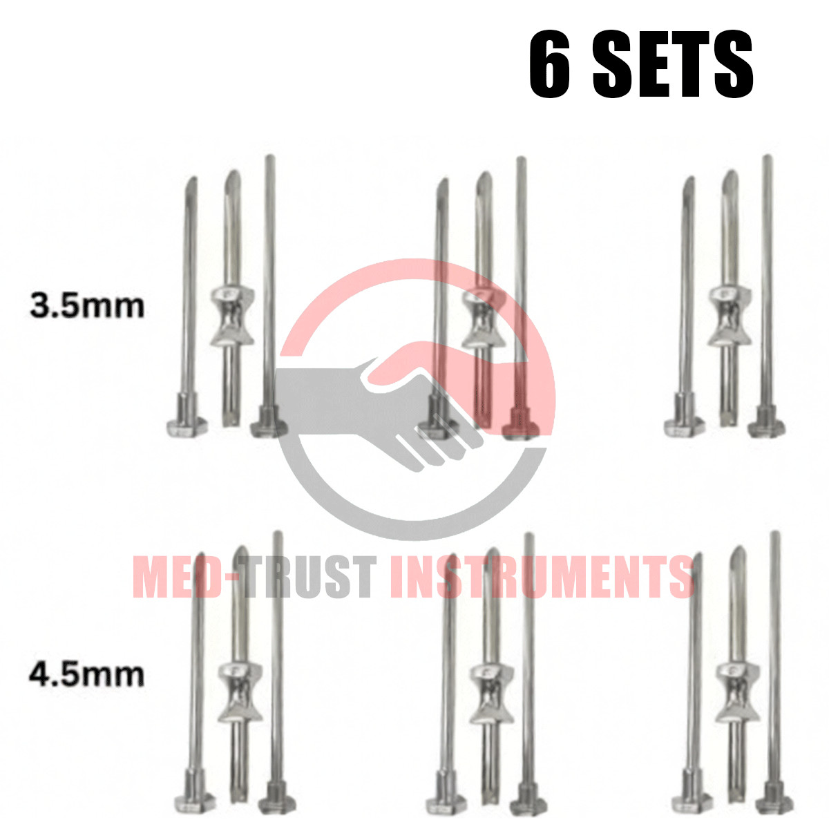 6 Sets HRT Trocar 3.5 mm and 4.5mm Hormone Replacement Pellet Insertion Kit