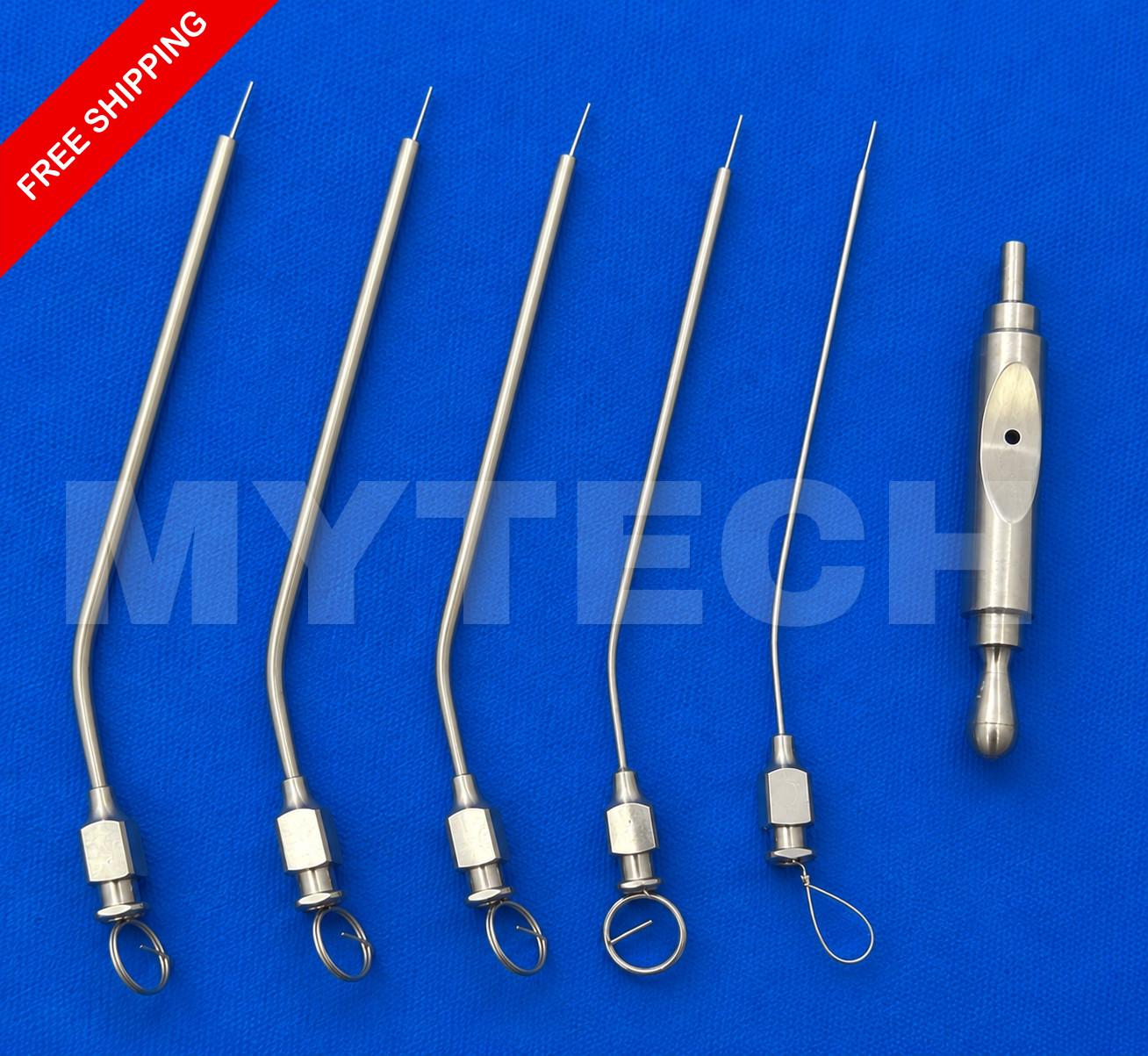 ENT Micro Suction Tube Set 6pcs (12-22G) w/ Suction Adapter Cannula Surgical
