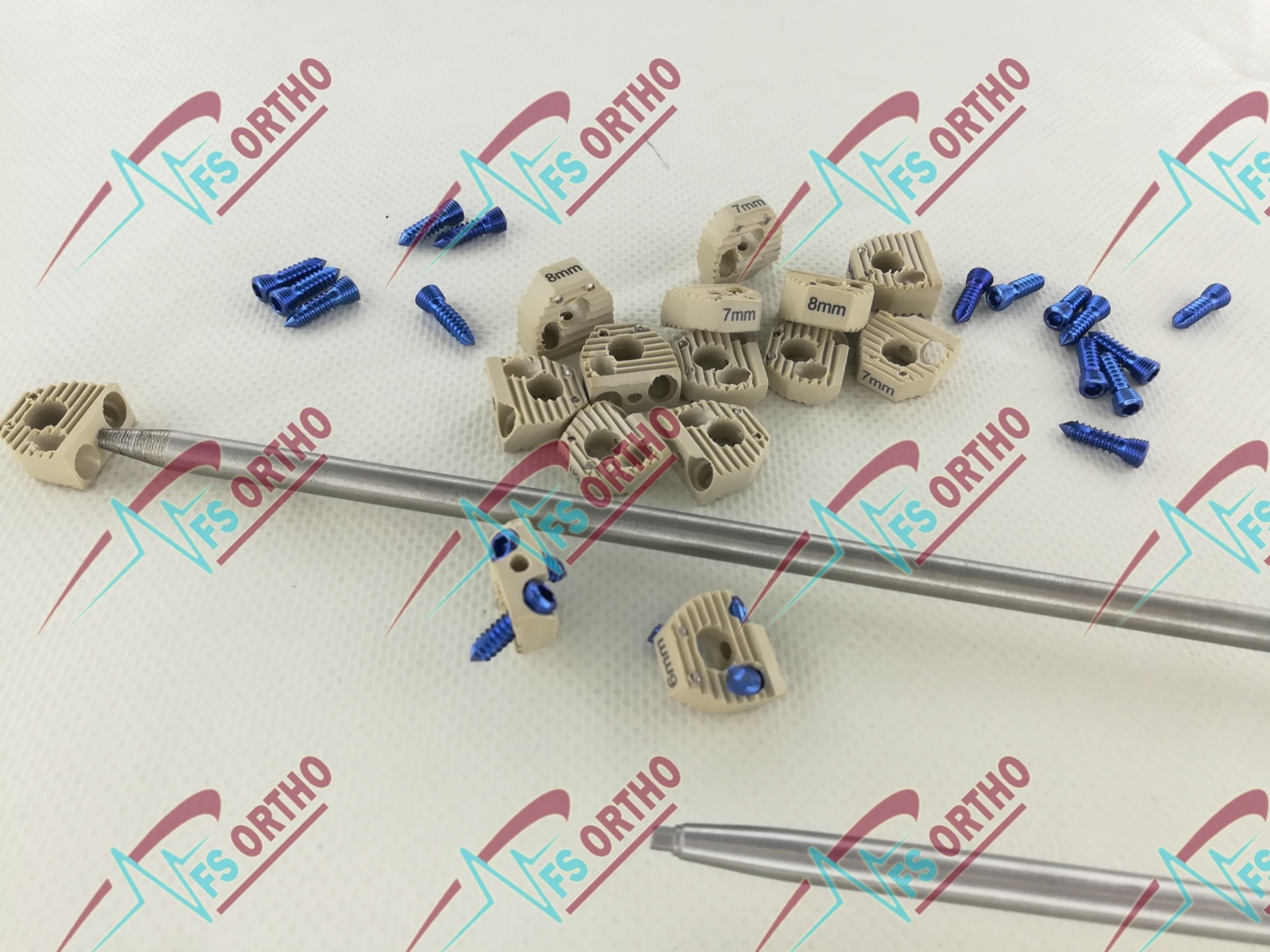 Locking 6mm CERVICAL FUSION SPINE CAGE (PEEK Material) with SCREWS , 17 Pcs