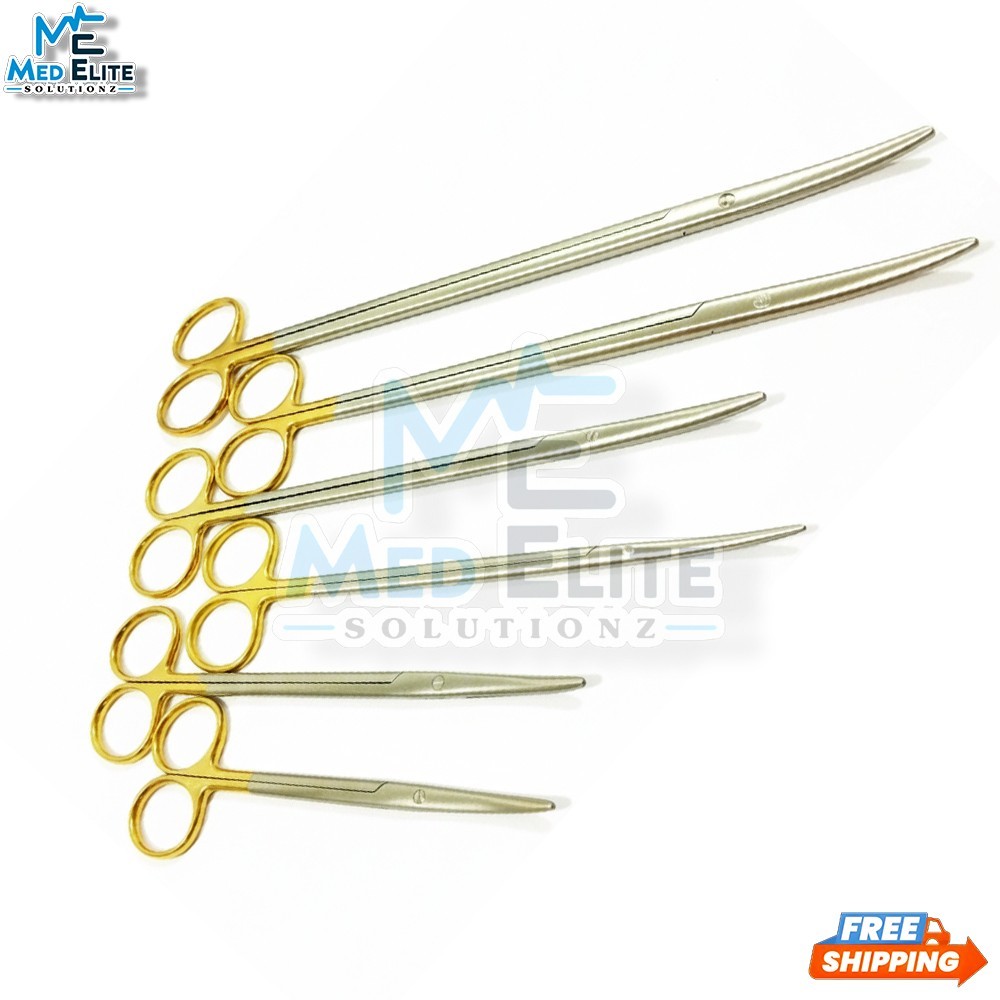 SET OF 6 PC T C O.R GRADE METZENBAUM SCISSORS CURVED TIP 5.5 6 7 8 9 10