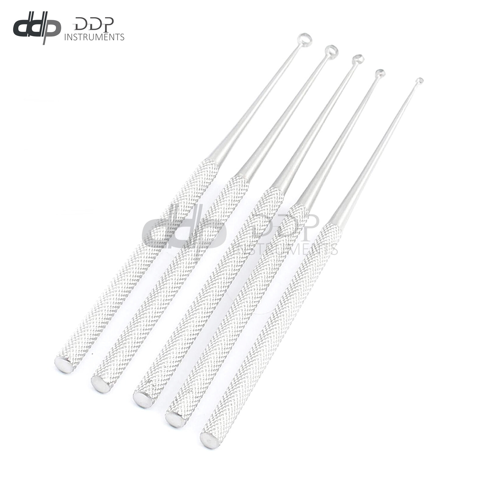 GERMAN STAINLES Set Of 5 Buck Ear Curettes Blunt Curved Ent Surgical Instruments