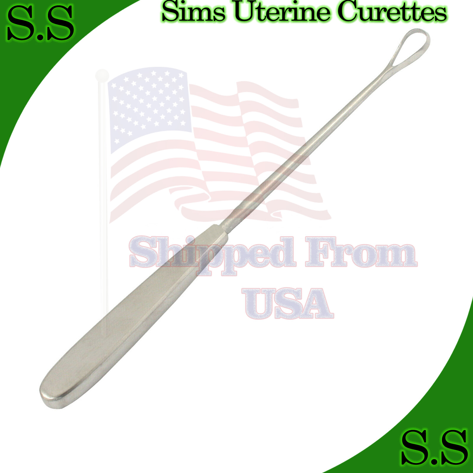Sims Uterine Curettes 11″ (27.9cm), Sharp Blade, Size 4
