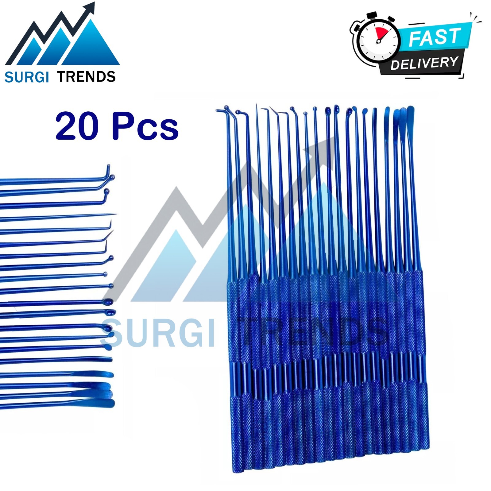 Rhoton Micro Dissector Expanded Blue 20 PCS Set Surgical Instruments Orthopedics