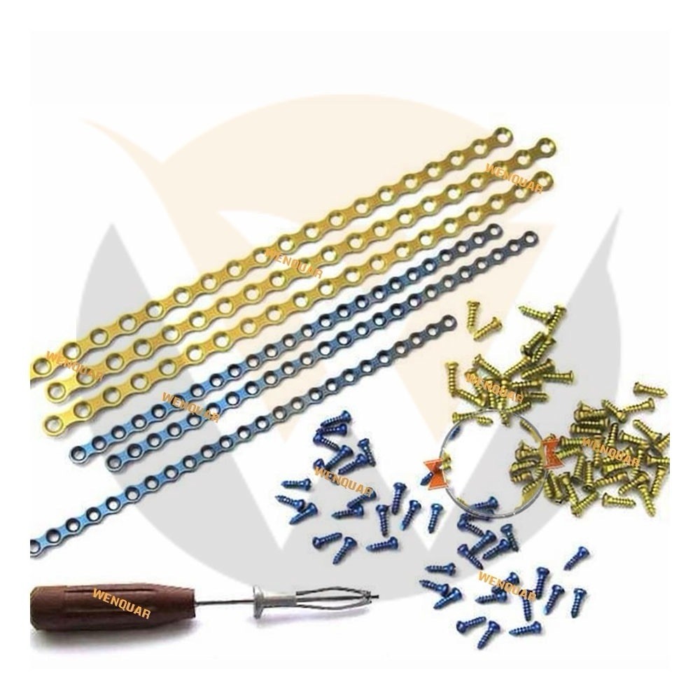 6 Pcs Maxillofacial Titanium Mini Plates/80 Screw 1.5 &2.0mm with screw driver