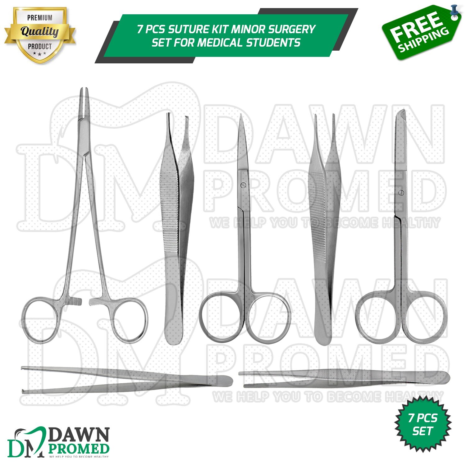 7 Pcs Suture Kit Minor Surgery Instruments Set For Medical Students German Grade