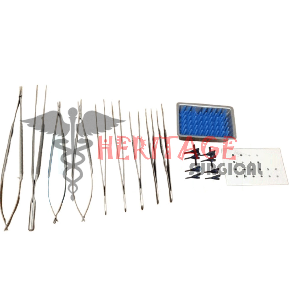 Micro Surgery Instrument Set 9 Pcs With Micro Vascular Clamp Plastic Surgery