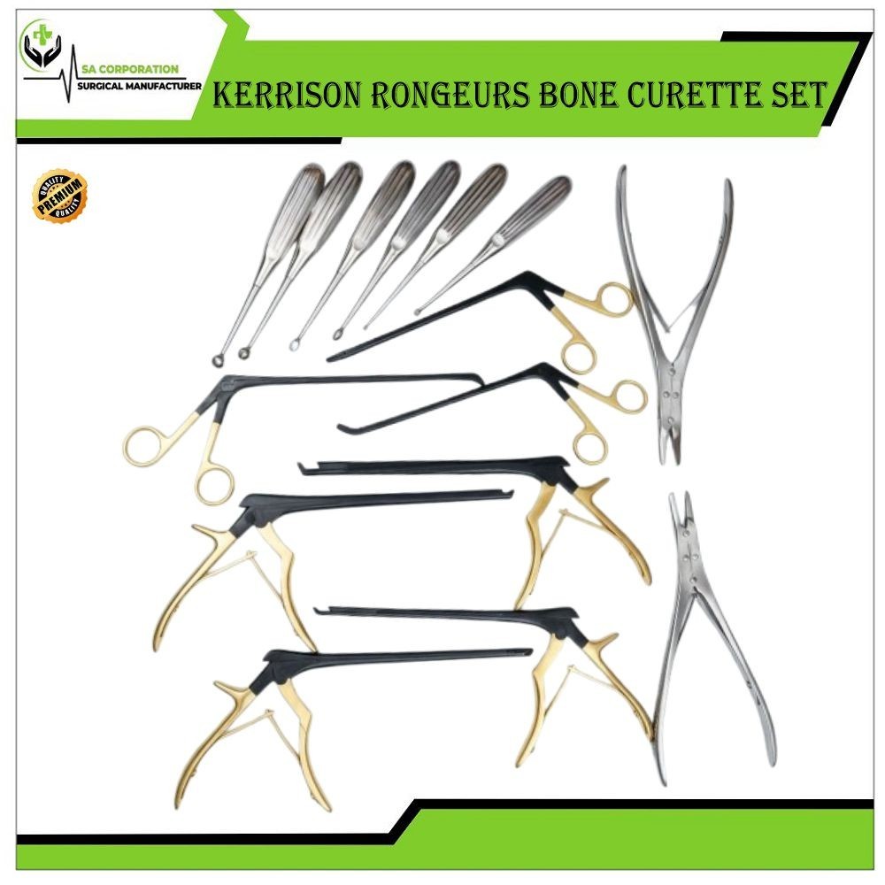 Kerrison Rongeurs Bone Curette Set Of 15 Pcs Surgical Orthopedic Instruments Kit