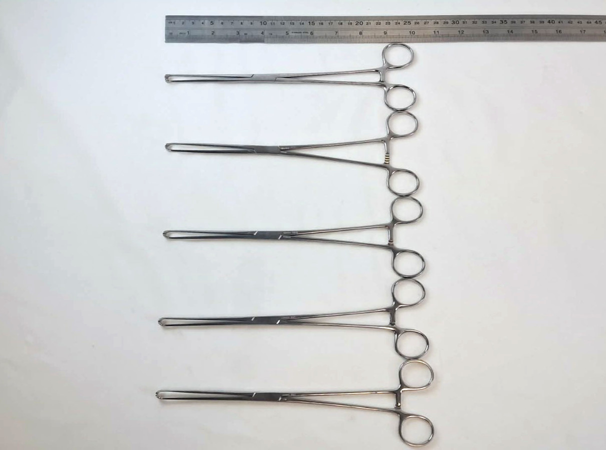 Lot of 5 Pilling Weck 500360 Allis Tissue Forceps, 5 x 6 Teeth 10.25″ Length