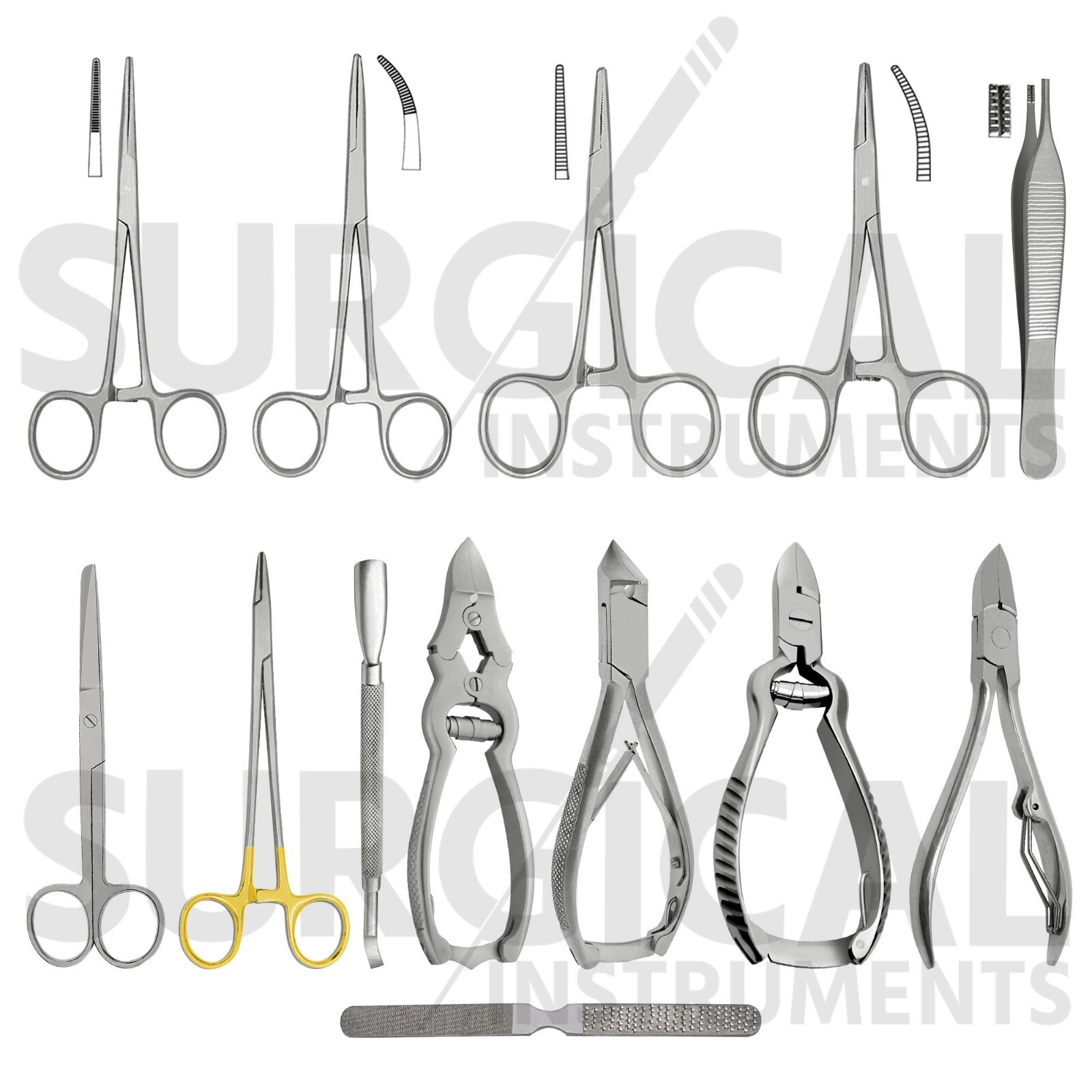 13 Pcs Podiatry Instruments Pack Set Stainless Steel Surgical Instruments Kit