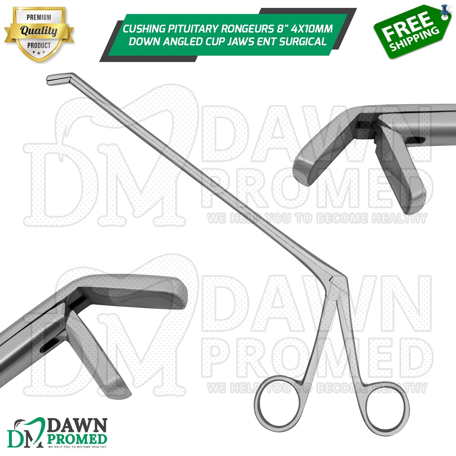 Cushing Pituitary Rongeurs 8″ 4x10mm Downward Angled Cup ENT Surgical Instrument
